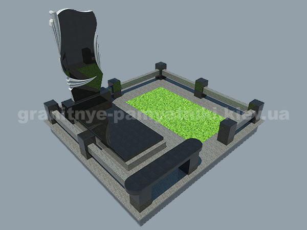 Одинарный гранитный памятник из серого и черного гранита